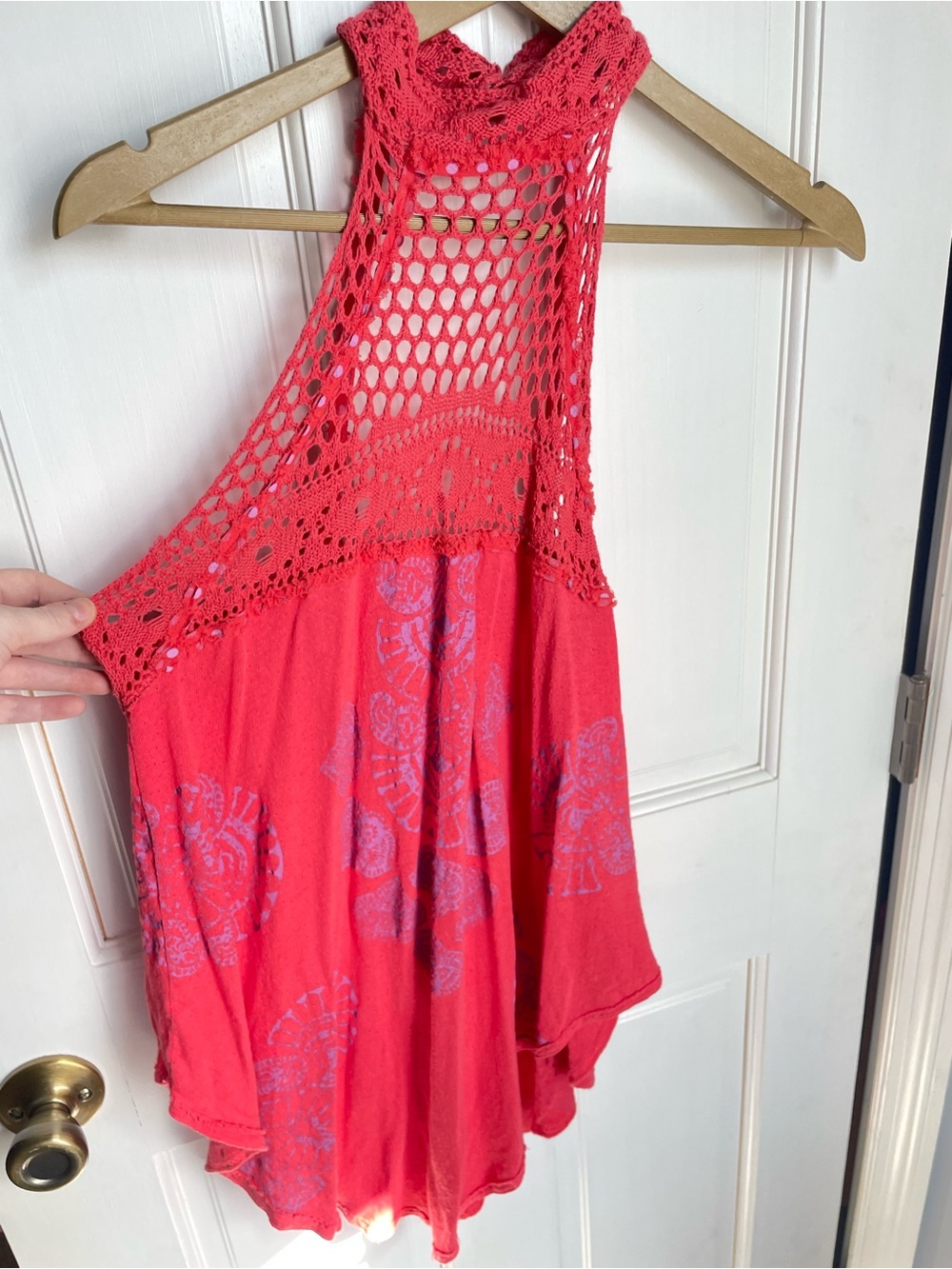 Free People Crochet flowy top halter neck